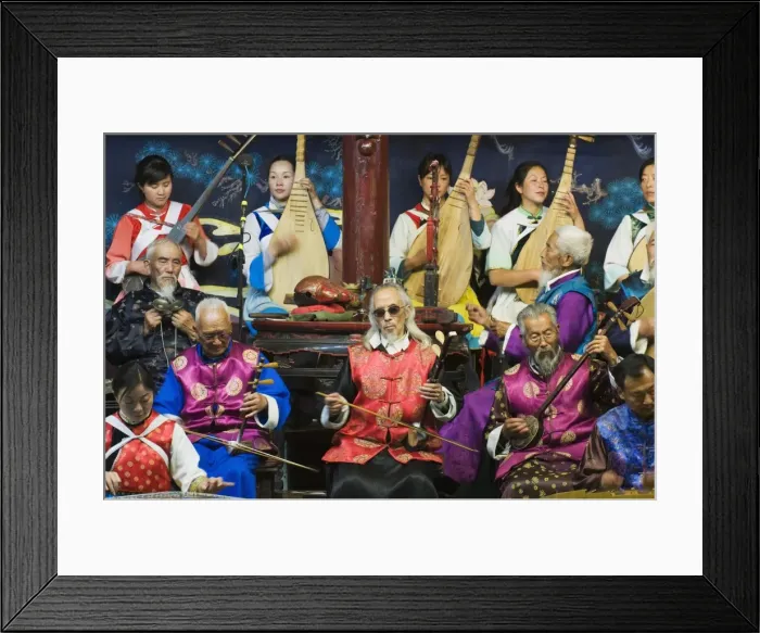 Framed Print : Musicians in a traditional Naxi orchestra, Lijiang Old Town, UNESCO World Heritage Site Framed Print : Musicians in a traditional Naxi orchestra, Lijiang Old Town, UNESCO World Heritage Site