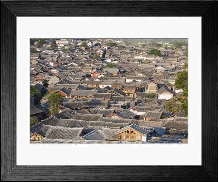 Framed Print : Crowded rooftops in Lijiang Old Town, UNESCO World Heritage Site, Yunnan Province Framed Print : Crowded rooftops in Lijiang Old Town, UNESCO World Heritage Site, Yunnan Province