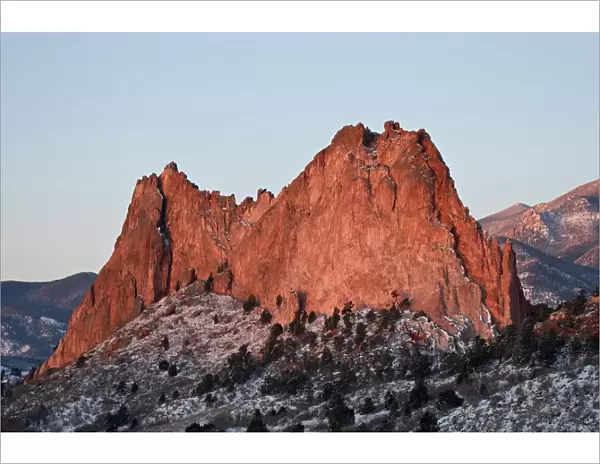 Cathedral Rock with snow, Garden Of The Gods, Colorado Springs, Colorado