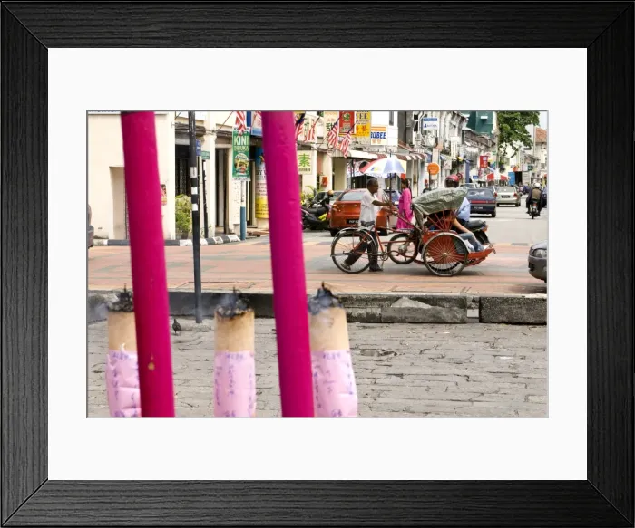 Framed Print : Trishaw and incense, Georgetown, Penang, Malaysia, Southeast Asia, Asia Framed Print : Trishaw and incense, Georgetown, Penang, Malaysia, Southeast Asia, Asia