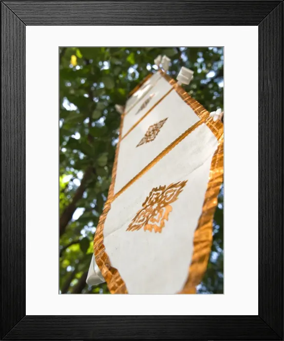 Framed Print : Buddhist flag in temple trees, Chiang Mai, Thailand, Southeast Asia, Asia Framed Print : Buddhist flag in temple trees, Chiang Mai, Thailand, Southeast Asia, Asia