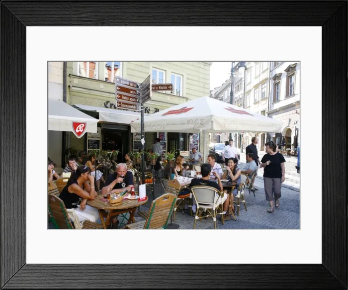 Framed Print : People sitting at an outdoor cafe in Malostranske Namesti Square, Mala Strana Framed Print : People sitting at an outdoor cafe in Malostranske Namesti Square, Mala Strana