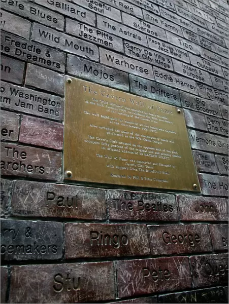 The Cavern Wall of Fame in Matthew Street, Liverpool, Merseyside, England