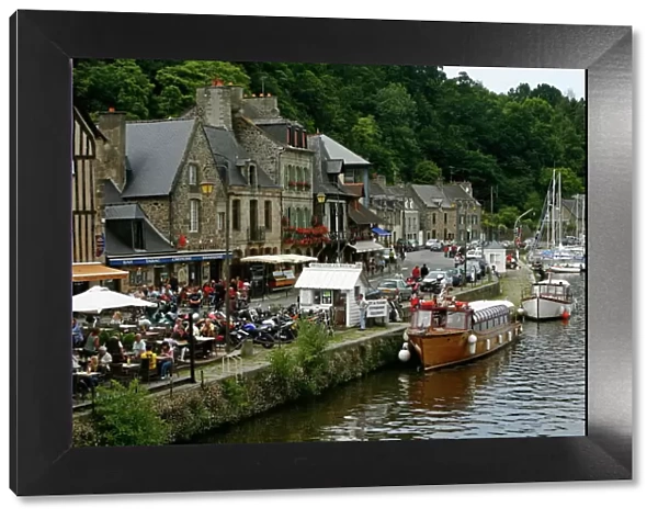 View over La Rance river and the port of Dinan, Brittany, France, Europe