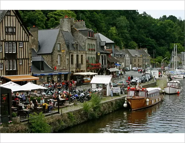 View over La Rance river and the port of Dinan, Brittany, France, Europe