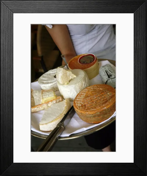 Framed Print : Cheese plate with traditional cheese from Normandy and Brittany, France, Europe Framed Print : Cheese plate with traditional cheese from Normandy and Brittany, France, Europe