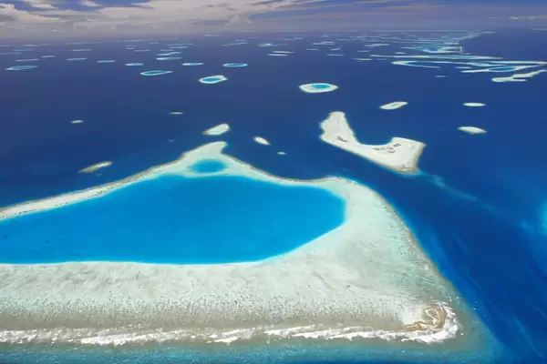 Aerial view of North Male Atoll, Maldives, Indian Ocean, Asia