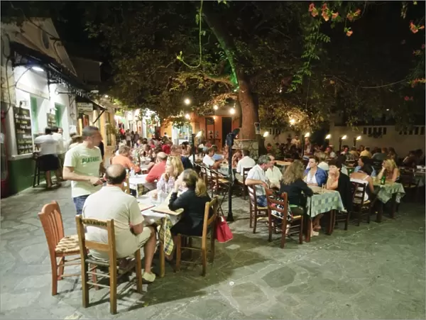 Taverna in Skopelos Town at night, Skopelos, Sporades Islands, Greek Islands