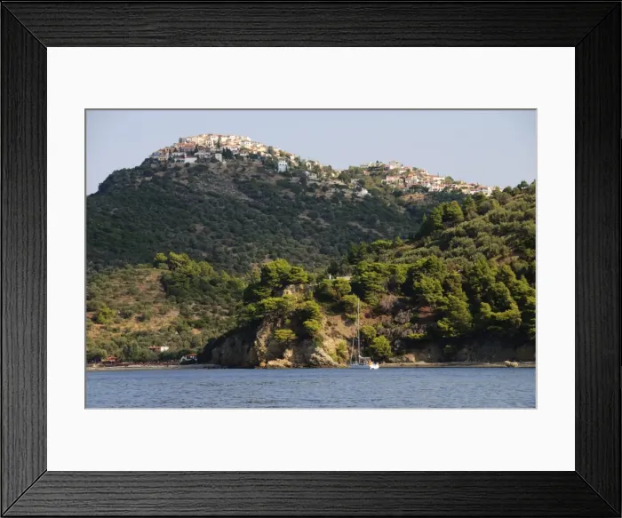 Framed Print : Old Alonissos on hill, Alonissos, Sporades Islands, Greek Islands, Greece, Europe Framed Print : Old Alonissos on hill, Alonissos, Sporades Islands, Greek Islands, Greece, Europe