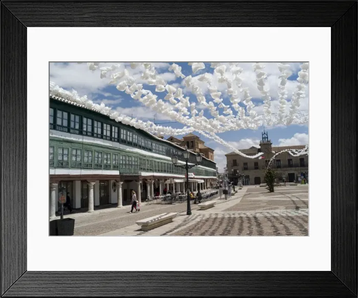 Framed Print : Main square decorated for a fiesta, Almagro, Castilla-La Mancha, Spain, Europe Framed Print : Main square decorated for a fiesta, Almagro, Castilla-La Mancha, Spain, Europe