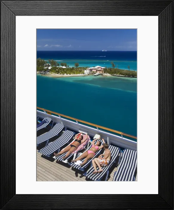 Framed Print : Deck of cruise ship and Paradise Island, Nassau, New Providence Island Framed Print : Deck of cruise ship and Paradise Island, Nassau, New Providence Island