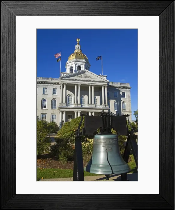 Framed Print : Liberty Bell at the State Capitol, Concord, New Hampshire, New England Framed Print : Liberty Bell at the State Capitol, Concord, New Hampshire, New England