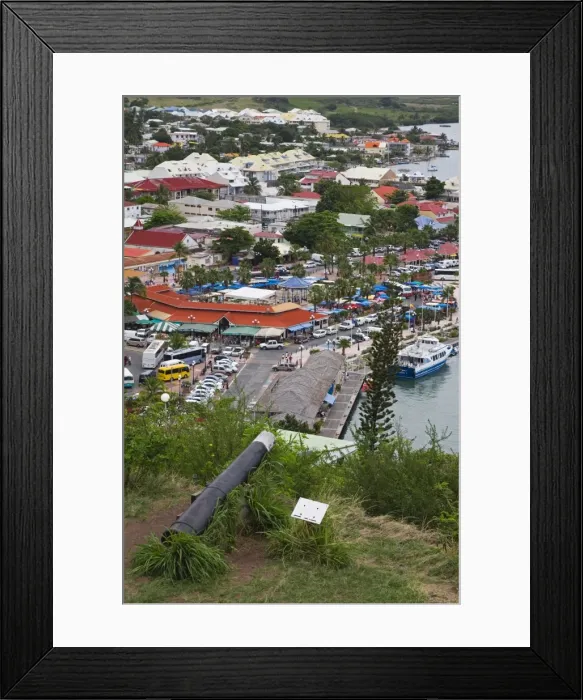 Framed Print : View of Marigot City from Fort St. Louis, St. Martin Island, French Antilles Framed Print : View of Marigot City from Fort St. Louis, St. Martin Island, French Antilles