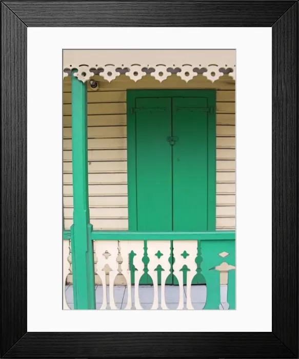 Framed Print : Cottage on Rue de la Republique, Marigot City, St. Martin Island, French Antilles