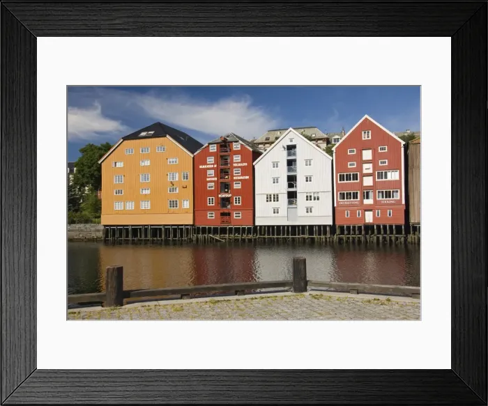 Framed Print : Old merchants warehouses, Nidelva, Trondheim, Norway, Scandinavia, Europe Framed Print : Old merchants warehouses, Nidelva, Trondheim, Norway, Scandinavia, Europe