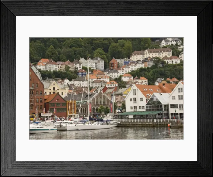 Framed Print : Part of the waterfront at Torgen and the houses above, Bergen, Norway, Scandinavia Framed Print : Part of the waterfront at Torgen and the houses above, Bergen, Norway, Scandinavia
