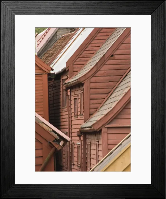 Framed Print : View of the wooden buildings of the Bryggen area, UNESCO World Heritage Site