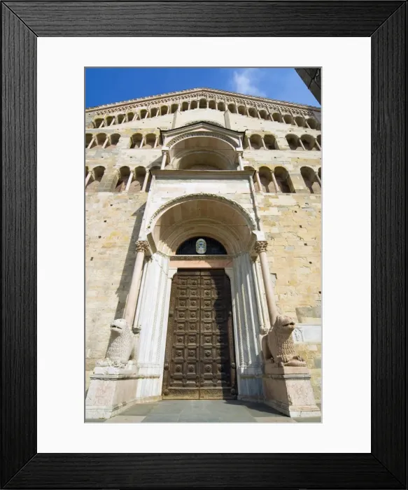 Framed Print : Duomos facade with two lion statues, Parma, Emilia Romagna, Italy, Europe Framed Print : Duomos facade with two lion statues, Parma, Emilia Romagna, Italy, Europe