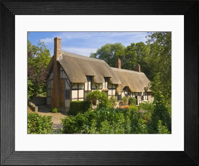 Framed Print : Cottage garden and Anne Hathaways thatched cottage, Shottery, near Stratford-upon-Avon Framed Print : Cottage garden and Anne Hathaways thatched cottage, Shottery, near Stratford-upon-Avon