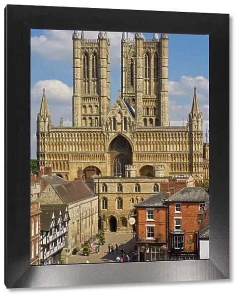 West front of Lincoln cathedral and Exchequer Gate, Lincoln, Lincolnshire