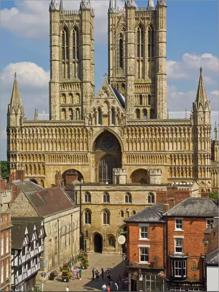 West front of Lincoln cathedral and Exchequer Gate, Lincoln, Lincolnshire