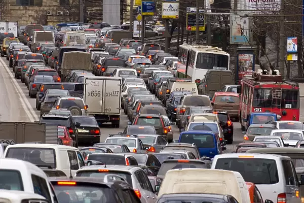 Traffic, Arbatskaya, Moscow, Russia, Europe