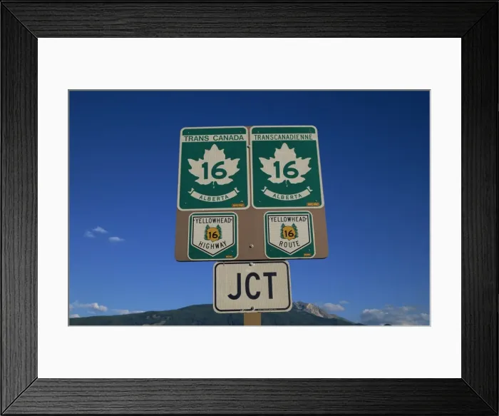 Framed Print : Sign near Jasper, Rocky Mountains, Alberta, Canada, North America