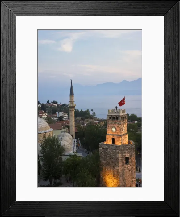 Framed Print : Clocktower (Saat Kulesi) and Tekeli Memet Pasa Mosque in the historic district of Kaleici Framed Print : Clocktower (Saat Kulesi) and Tekeli Memet Pasa Mosque in the historic district of Kaleici