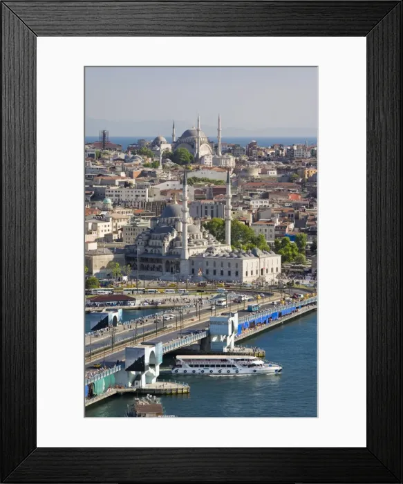Framed Print : Elevated view over the Bosphorus and Sultanahmet from the Galata Tower