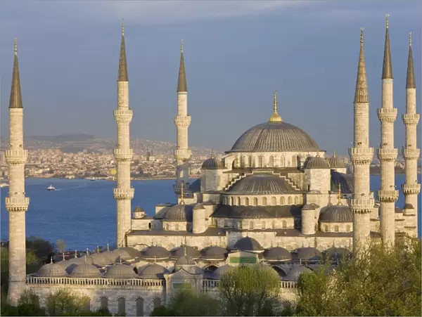 Elevated view of the Blue Mosque (Sultan Ahmet) in Sultanahmet, overlooking the Bosphorus