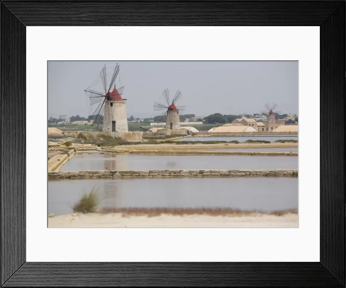 Framed Print : Traditional sea salt beds and windmills, Mozia, Sicily, Italy, Europe Framed Print : Traditional sea salt beds and windmills, Mozia, Sicily, Italy, Europe