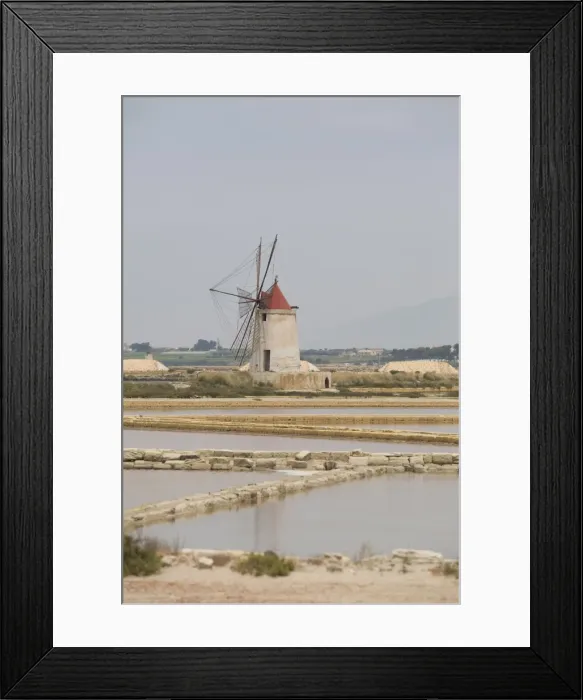 Framed Print : Traditional sea salt beds and windmill, Mozia, Sicily, Italy, Europe Framed Print : Traditional sea salt beds and windmill, Mozia, Sicily, Italy, Europe