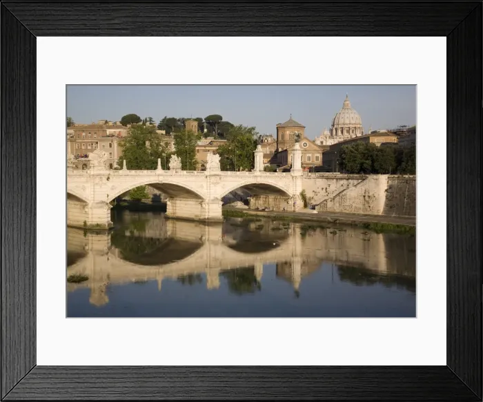 Framed Print : View of Vittorio Emanuele II Bridge, with St. Peters dome, Rome, Lazio, Italy, Europe Framed Print : View of Vittorio Emanuele II Bridge, with St. Peters dome, Rome, Lazio, Italy, Europe