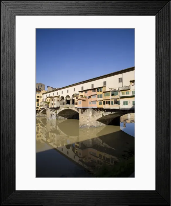 Framed Print : Reflection in the Arno River of the Ponte Vecchio, Florence, Tuscany, Italy, Europe Framed Print : Reflection in the Arno River of the Ponte Vecchio, Florence, Tuscany, Italy, Europe
