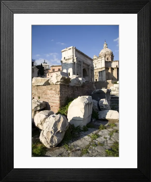 Framed Print : The Imperial Forums, Settimio Severo arch, and the church of San Francesco dei Falegnami Framed Print : The Imperial Forums, Settimio Severo arch, and the church of San Francesco dei Falegnami
