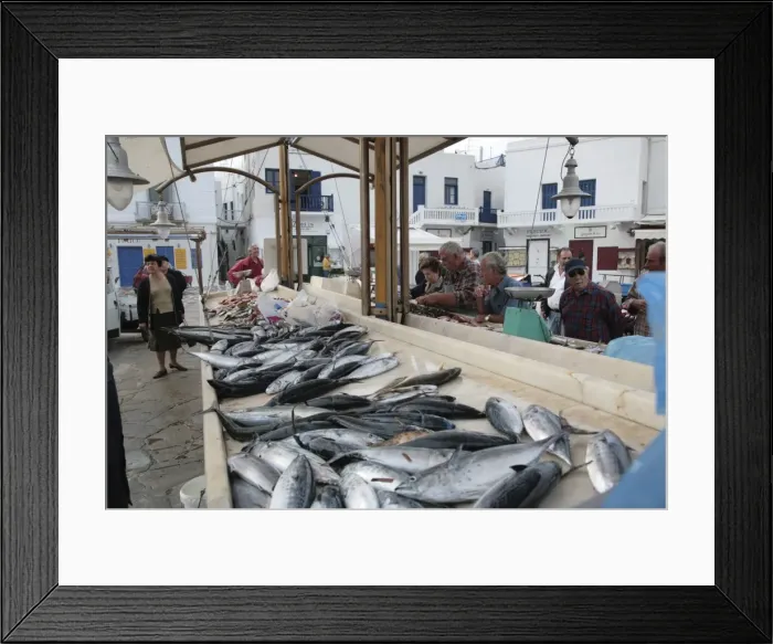 Framed Print : Mikonos fish market, Cyclades, Greek Islands, Greece, Europe Framed Print : Mikonos fish market, Cyclades, Greek Islands, Greece, Europe