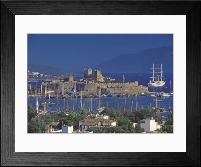 Framed Print : Castle of St. Peter and yachts moored in harbour, Bodrum, Anatolia, Turkey Framed Print : Castle of St. Peter and yachts moored in harbour, Bodrum, Anatolia, Turkey