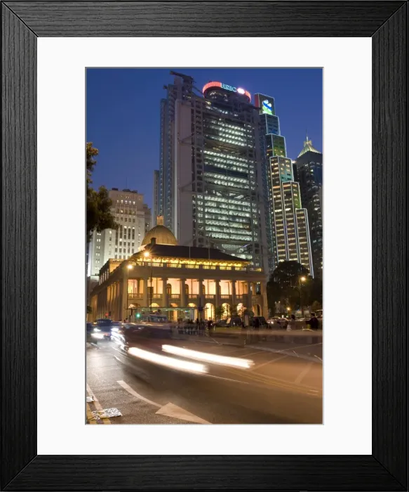 Framed Print : Central law courts at dusk, Hong Kong, China, Asia Framed Print : Central law courts at dusk, Hong Kong, China, Asia