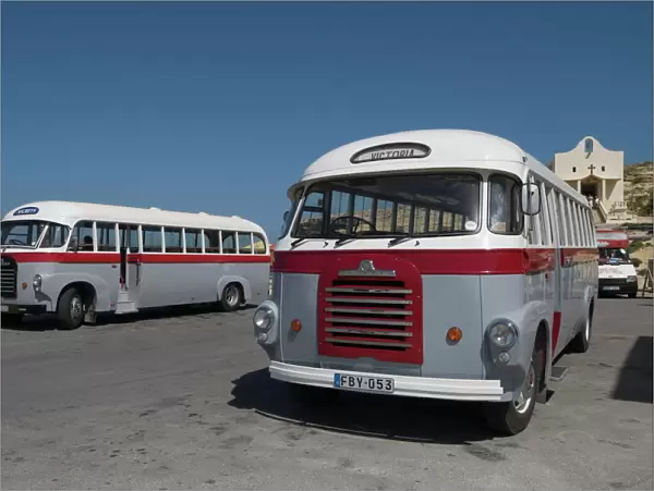 Old fashioned buses, Gozo, Malta, Europe