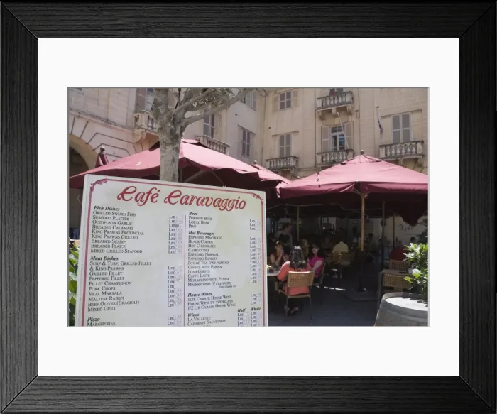Framed Print : Cafe opposite the St. Johns Co-Cathedral, Valletta, Malta, Europe Framed Print : Cafe opposite the St. Johns Co-Cathedral, Valletta, Malta, Europe