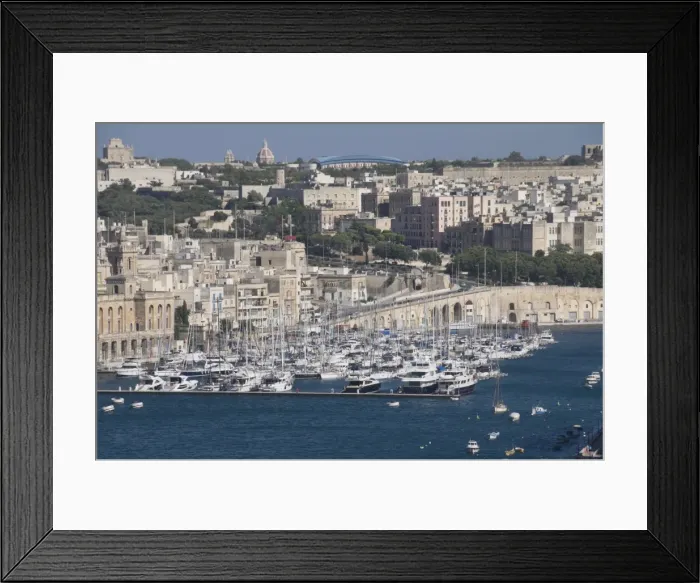 Framed Print : View of the Grand Harbour and city of Vittoriosa taken from Barracca Gardens Framed Print : View of the Grand Harbour and city of Vittoriosa taken from Barracca Gardens