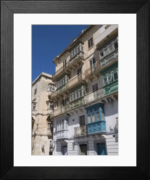 Framed Print : Typical windows, Valletta, Malta, Europe Framed Print : Typical windows, Valletta, Malta, Europe