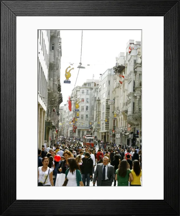 Framed Print : Istiklal Caddesi, Istanbuls main shopping street in Beyoglu quarter Framed Print : Istiklal Caddesi, Istanbuls main shopping street in Beyoglu quarter