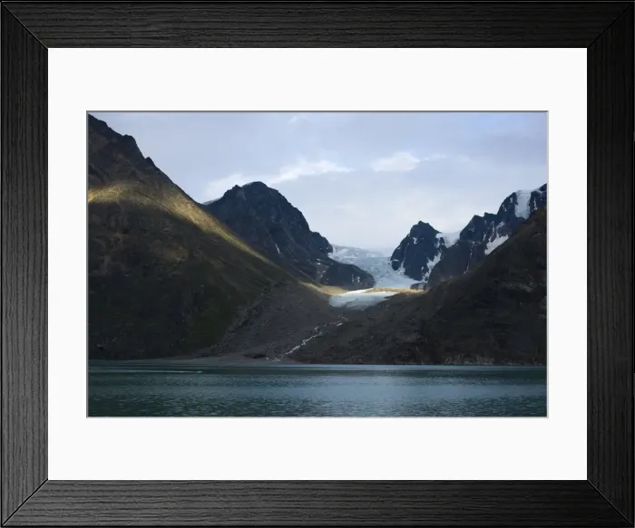 Framed Print : Coastline and glacier, Greenland, Polar Regions