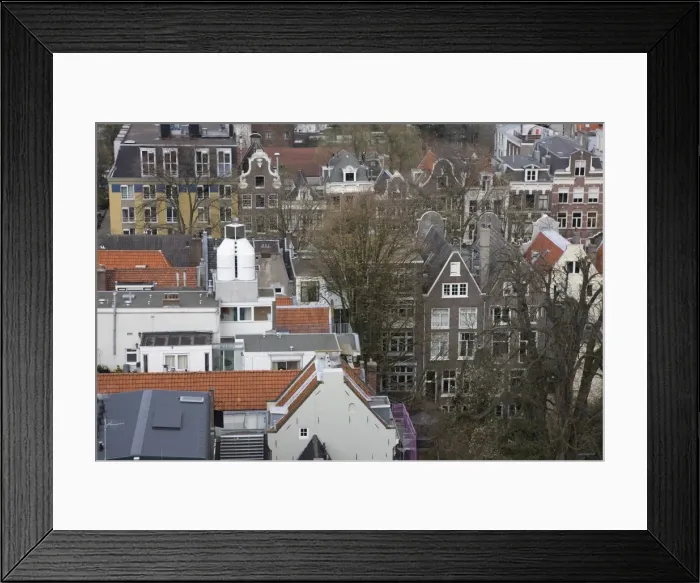 Framed Print : High angle view of Amsterdam, the grey house at the bottom with the single window is the Anne Frank House, Amsterdam Framed Print : High angle view of Amsterdam, the grey house at the bottom with the single window is the Anne Frank House, Amsterdam