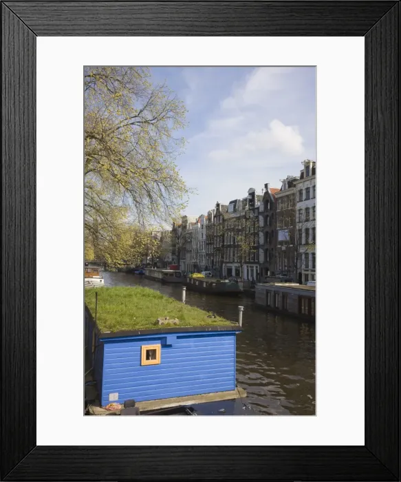 Framed Print : Houseboats on the Prinsengracht canal, Amsterdam, Netherlands, Europe Framed Print : Houseboats on the Prinsengracht canal, Amsterdam, Netherlands, Europe