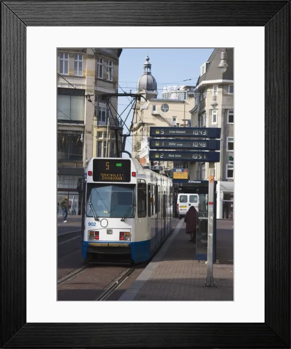 Framed Print : Modern tram on Leidse Straat, Amsterdam, Netherlands, Europe Framed Print : Modern tram on Leidse Straat, Amsterdam, Netherlands, Europe