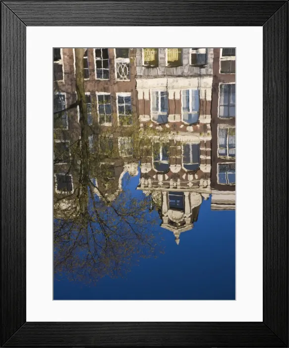 Framed Print : Houses reflecting in the water, Singel Canal, Amsterdam, Netherlands, Europe Framed Print : Houses reflecting in the water, Singel Canal, Amsterdam, Netherlands, Europe