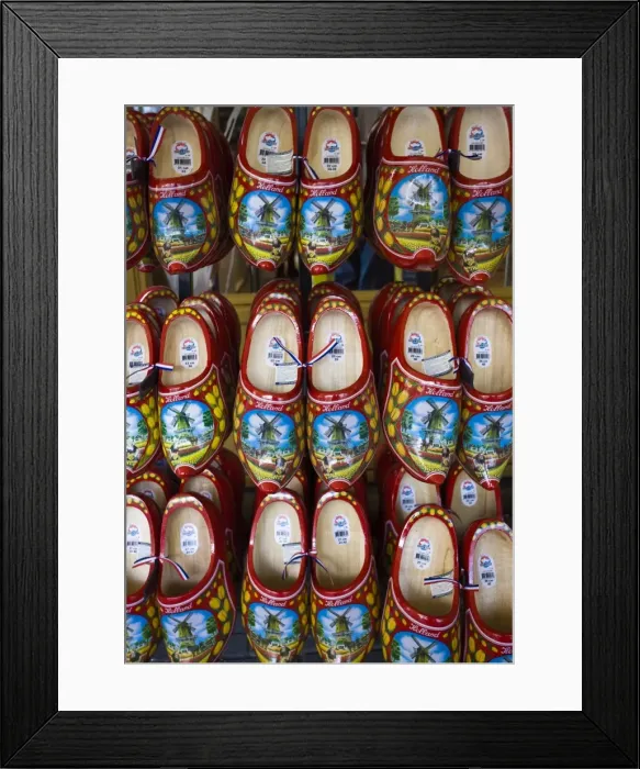Framed Print : Painted wooden clogs, Amsterdam, Netherlands, Europe Framed Print : Painted wooden clogs, Amsterdam, Netherlands, Europe