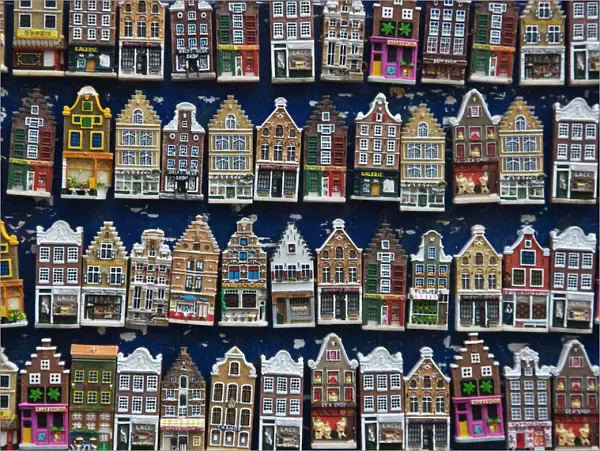 Souvenir house shaped refrigerator magnets, Amsterdam, Netherlands, Europe